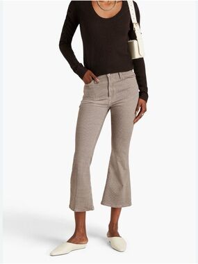 Frame Le Crop Flare Brown Houndstooth Denim Pants Size 30